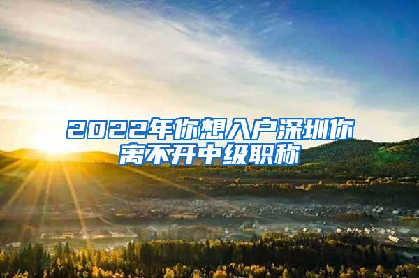 2022年你想入户深圳你离不开中级职称