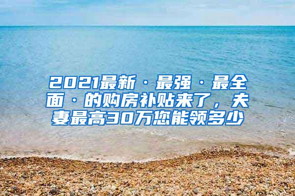 2021最新·最强·最全面·的购房补贴来了，夫妻最高30万您能领多少