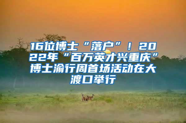 16位博士“落户”！2022年“百万英才兴重庆”博士渝行周首场活动在大渡口举行