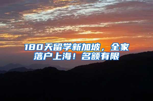 180天留学新加坡，全家落户上海！名额有限
