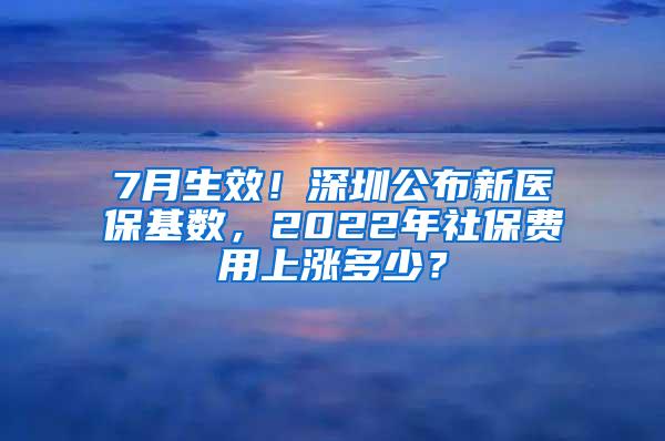 7月生效！深圳公布新医保基数，2022年社保费用上涨多少？