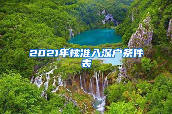 2021年核准入深户条件表