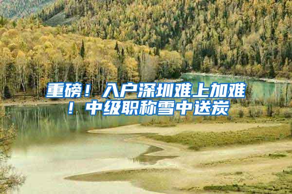 重磅！入户深圳难上加难！中级职称雪中送炭
