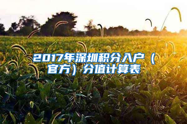 2017年深圳积分入户（官方）分值计算表