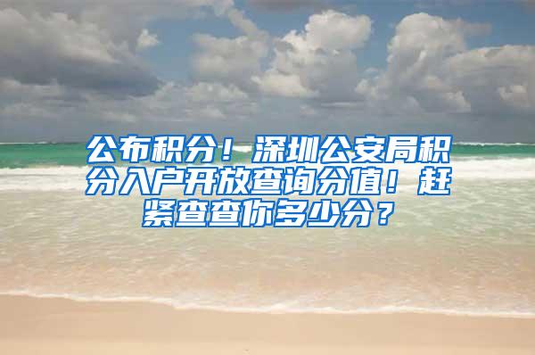 公布积分！深圳公安局积分入户开放查询分值！赶紧查查你多少分？