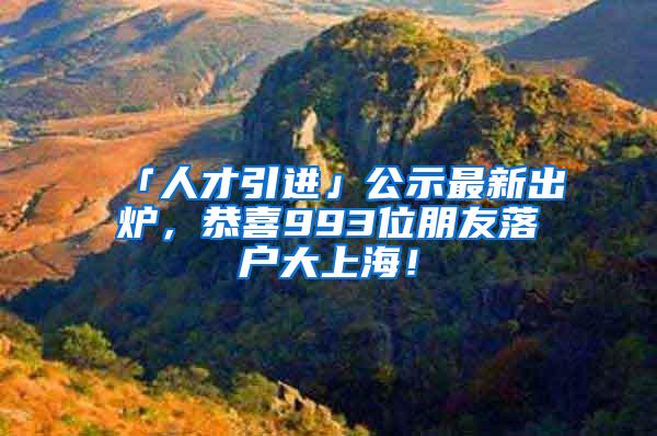 「人才引进」公示最新出炉，恭喜993位朋友落户大上海！