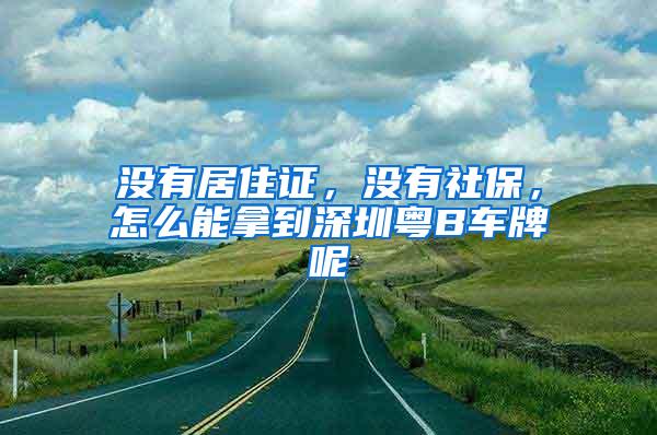 没有居住证，没有社保，怎么能拿到深圳粤B车牌呢