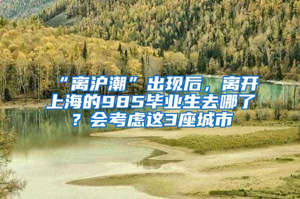 “离沪潮”出现后，离开上海的985毕业生去哪了？会考虑这3座城市