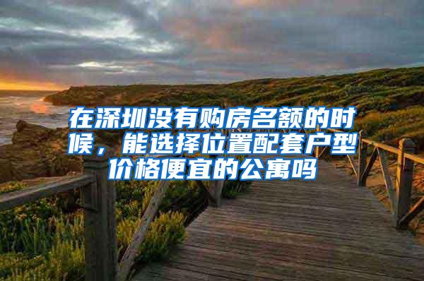 在深圳没有购房名额的时候，能选择位置配套户型价格便宜的公寓吗
