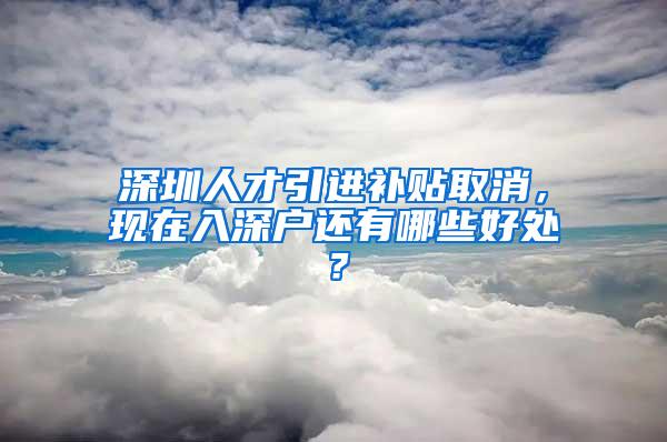 深圳人才引进补贴取消，现在入深户还有哪些好处？