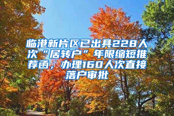 临港新片区已出具228人次“居转户”年限缩短推荐函，办理160人次直接落户审批