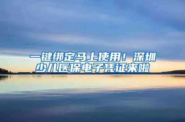 一键绑定马上使用！深圳少儿医保电子凭证来啦