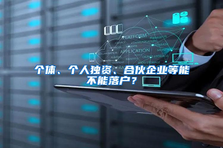 个体、个人独资、合伙企业等能不能落户？