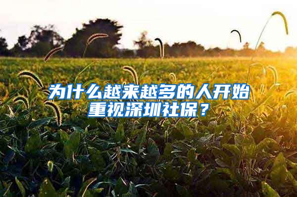 为什么越来越多的人开始重视深圳社保？