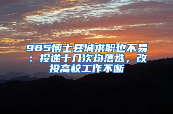 985博士县城求职也不易：投递十几次均落选，改投高校工作不断