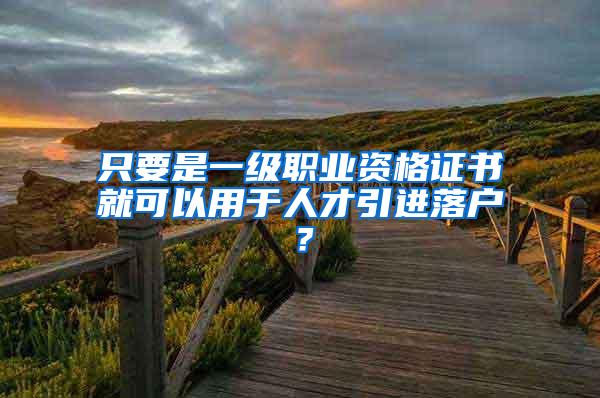 只要是一级职业资格证书就可以用于人才引进落户？