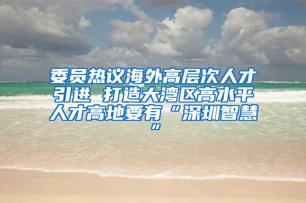 委员热议海外高层次人才引进 打造大湾区高水平人才高地要有“深圳智慧”