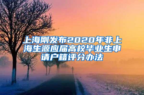 上海刚发布2020年非上海生源应届高校毕业生申请户籍评分办法