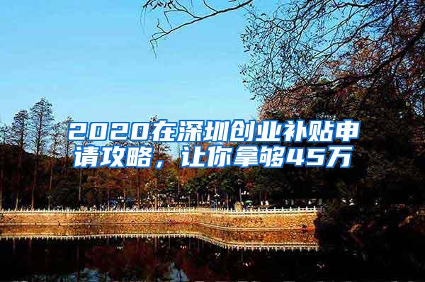 2020在深圳创业补贴申请攻略，让你拿够45万
