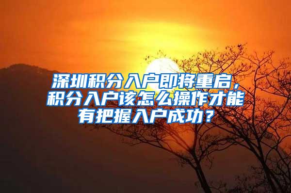 深圳积分入户即将重启，积分入户该怎么操作才能有把握入户成功？