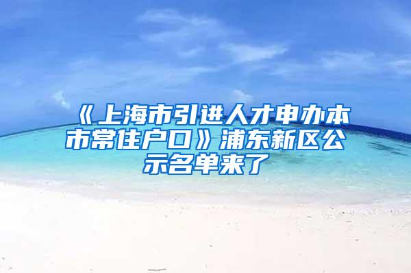《上海市引进人才申办本市常住户口》浦东新区公示名单来了