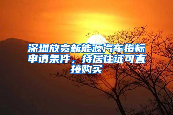 深圳放宽新能源汽车指标申请条件，持居住证可直接购买