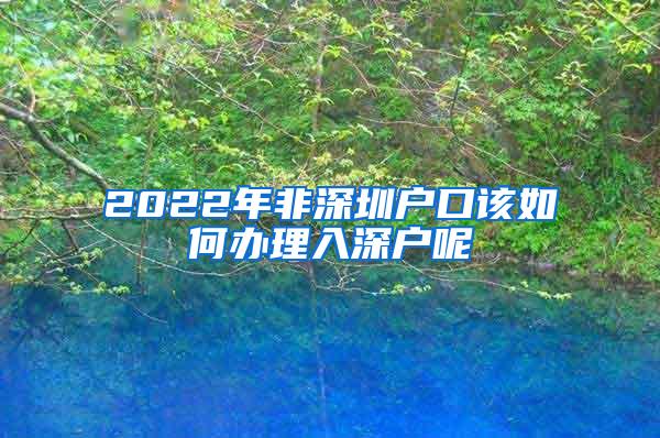 2022年非深圳户口该如何办理入深户呢
