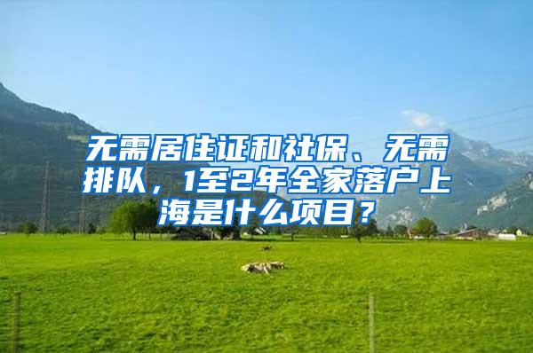 无需居住证和社保、无需排队，1至2年全家落户上海是什么项目？