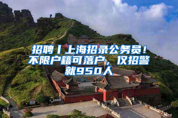 招聘丨上海招录公务员！不限户籍可落户，仅招警就950人