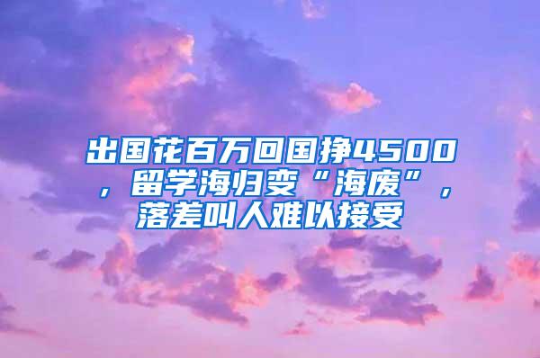 出国花百万回国挣4500，留学海归变“海废”，落差叫人难以接受