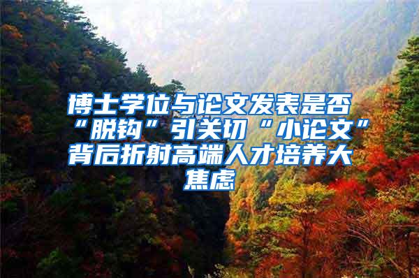 博士学位与论文发表是否“脱钩”引关切“小论文”背后折射高端人才培养大焦虑