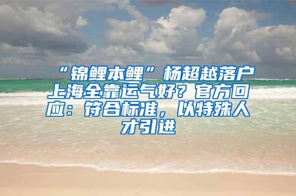 “锦鲤本鲤”杨超越落户上海全靠运气好？官方回应：符合标准，以特殊人才引进