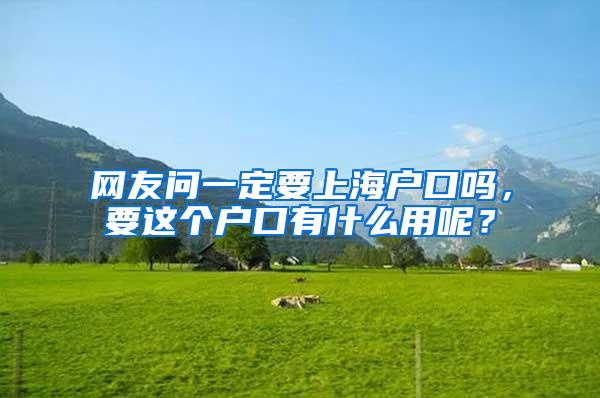 网友问一定要上海户口吗，要这个户口有什么用呢？