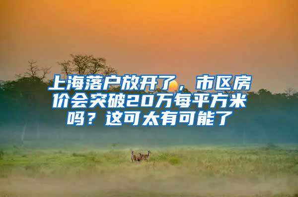上海落户放开了，市区房价会突破20万每平方米吗？这可太有可能了