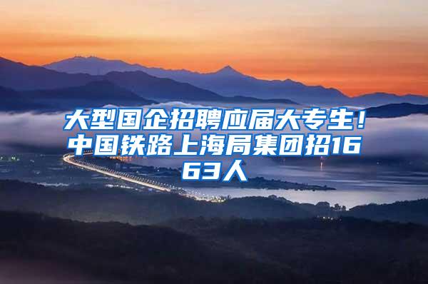 大型国企招聘应届大专生！中国铁路上海局集团招1663人