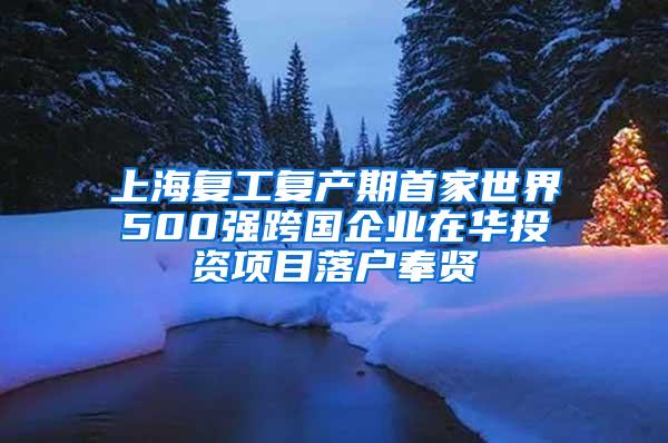 上海复工复产期首家世界500强跨国企业在华投资项目落户奉贤