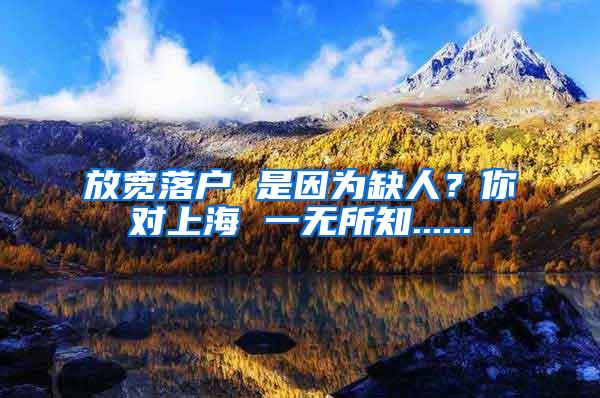 放宽落户 是因为缺人？你对上海 一无所知......