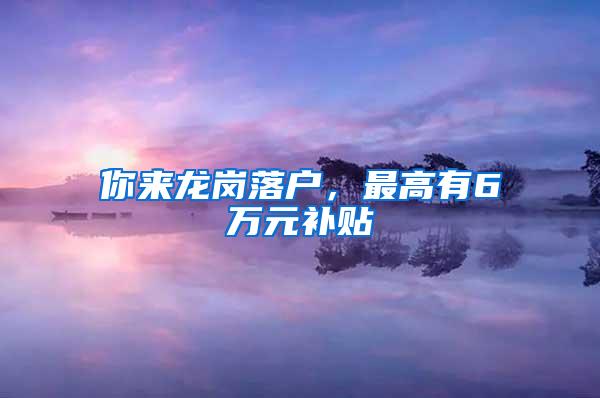 你来龙岗落户，最高有6万元补贴
