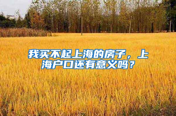 我买不起上海的房子，上海户口还有意义吗？