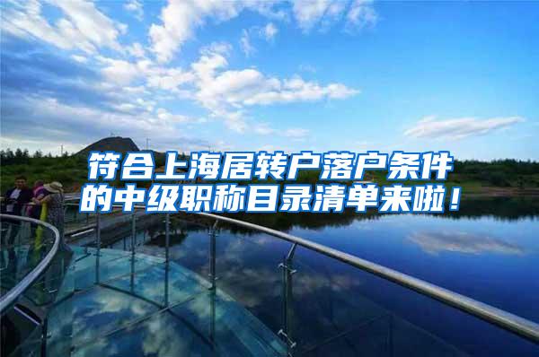 符合上海居转户落户条件的中级职称目录清单来啦！