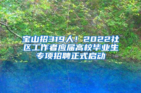 宝山招319人！2022社区工作者应届高校毕业生专项招聘正式启动