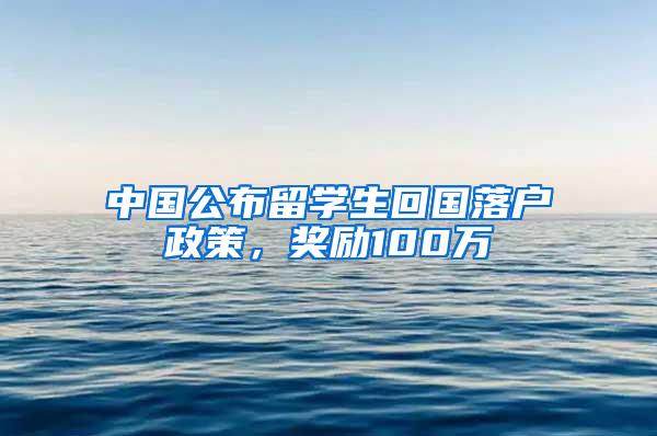 中国公布留学生回国落户政策，奖励100万
