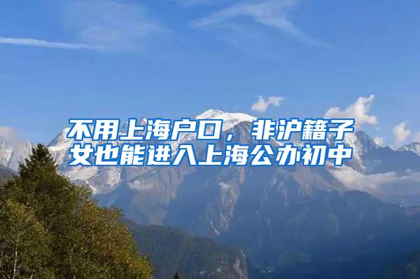 不用上海户口，非沪籍子女也能进入上海公办初中