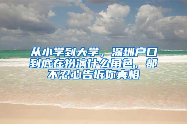 从小学到大学，深圳户口到底在扮演什么角色，都不忍心告诉你真相