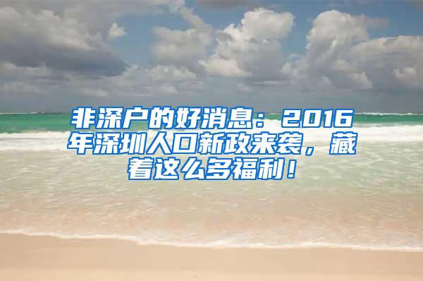 非深户的好消息：2016年深圳人口新政来袭，藏着这么多福利！