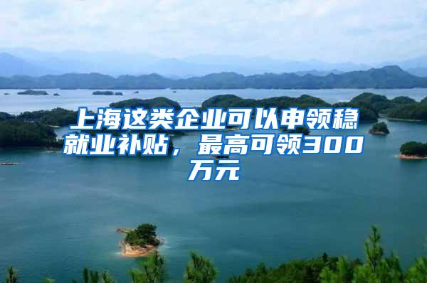 上海这类企业可以申领稳就业补贴，最高可领300万元