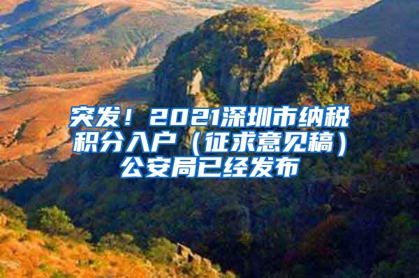 突发！2021深圳市纳税积分入户（征求意见稿）公安局已经发布