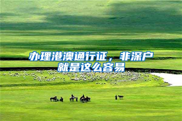 办理港澳通行证，非深户就是这么容易