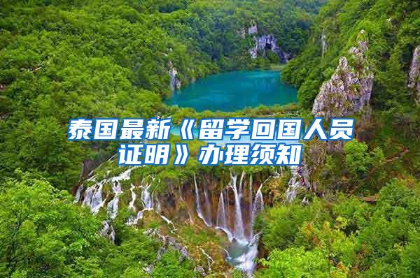 泰国最新《留学回国人员证明》办理须知