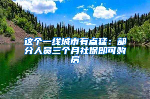 这个一线城市有点猛：部分人员三个月社保即可购房